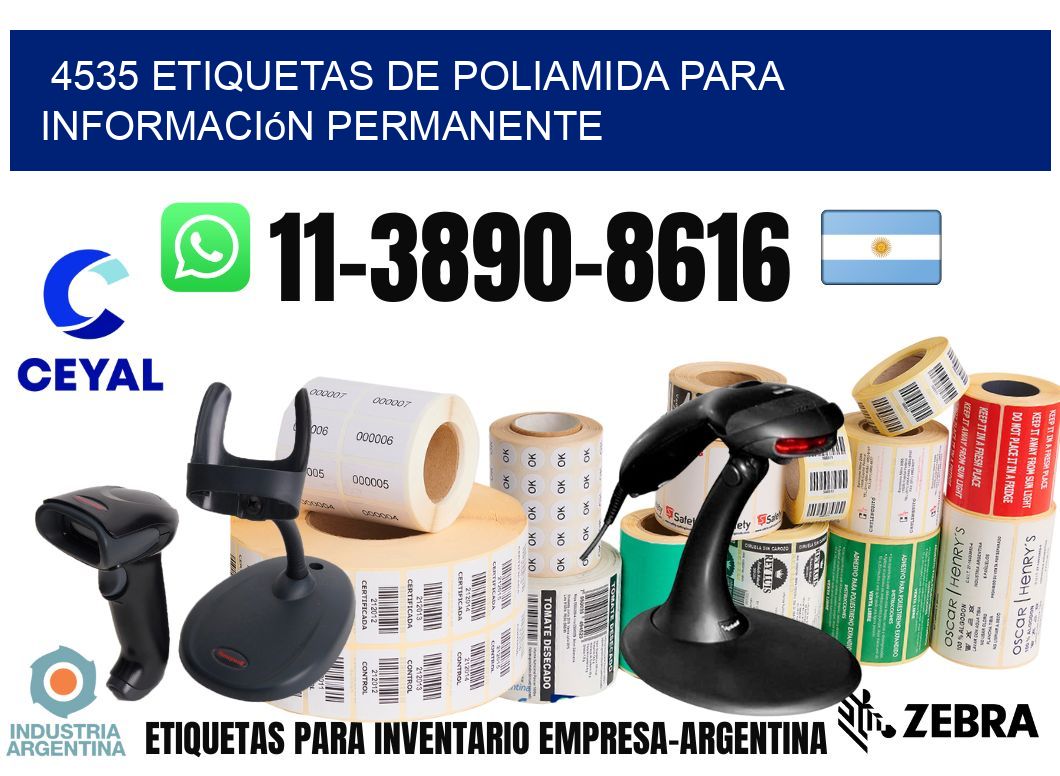 4535 Etiquetas de poliamida para información permanente