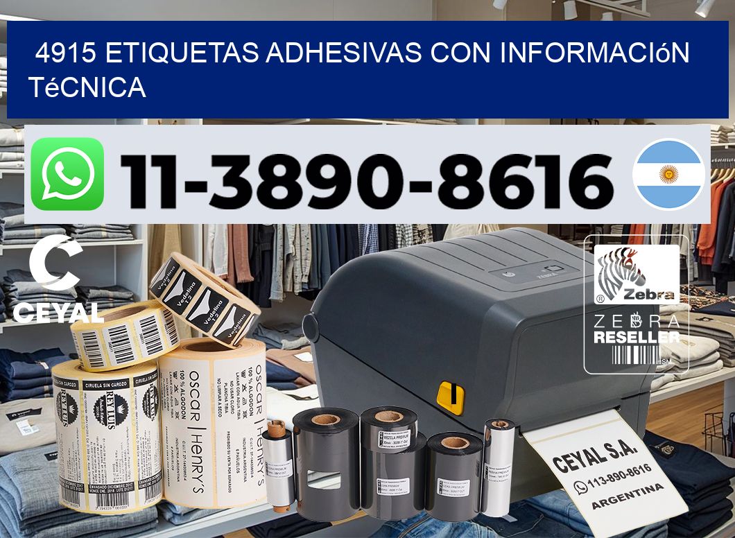 4915 Etiquetas adhesivas con información técnica