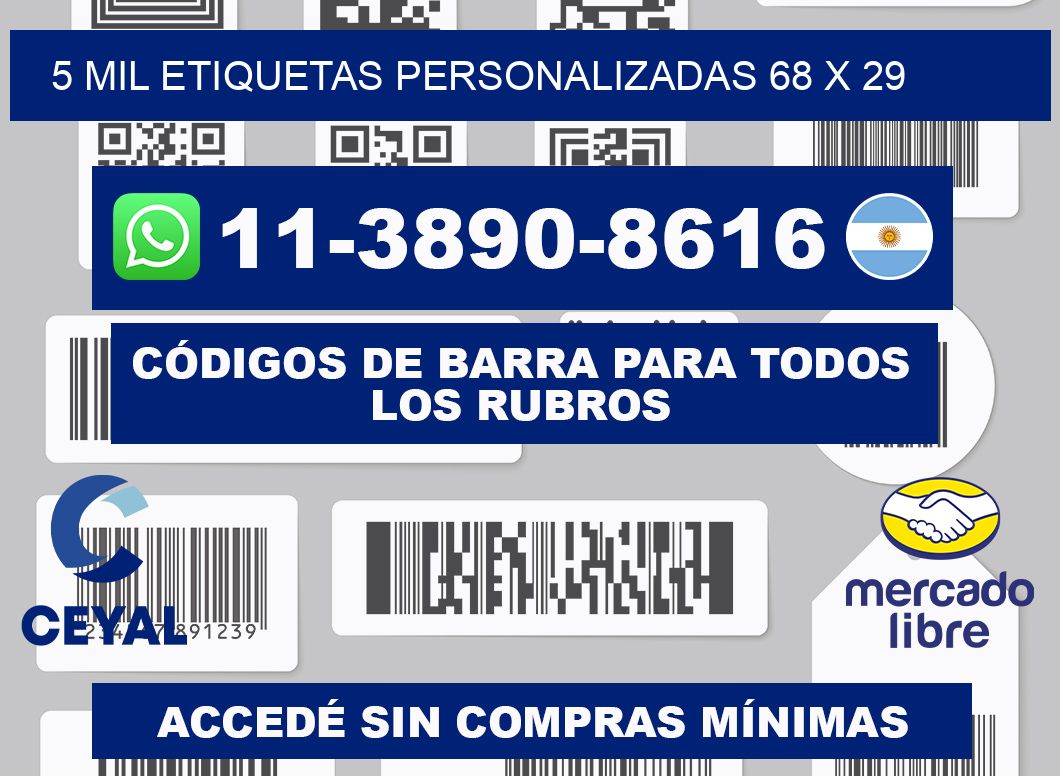 5 mil etiquetas personalizadas 68 x 29