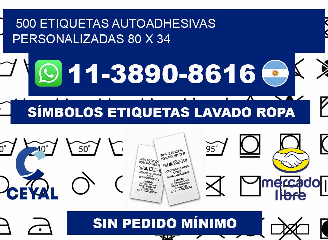 500 Etiquetas autoadhesivas personalizadas 80 x 34