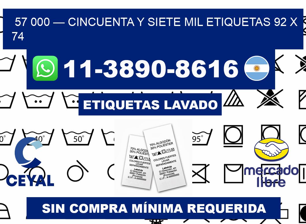 57 000 — cincuenta y siete mil etiquetas 92 x 74