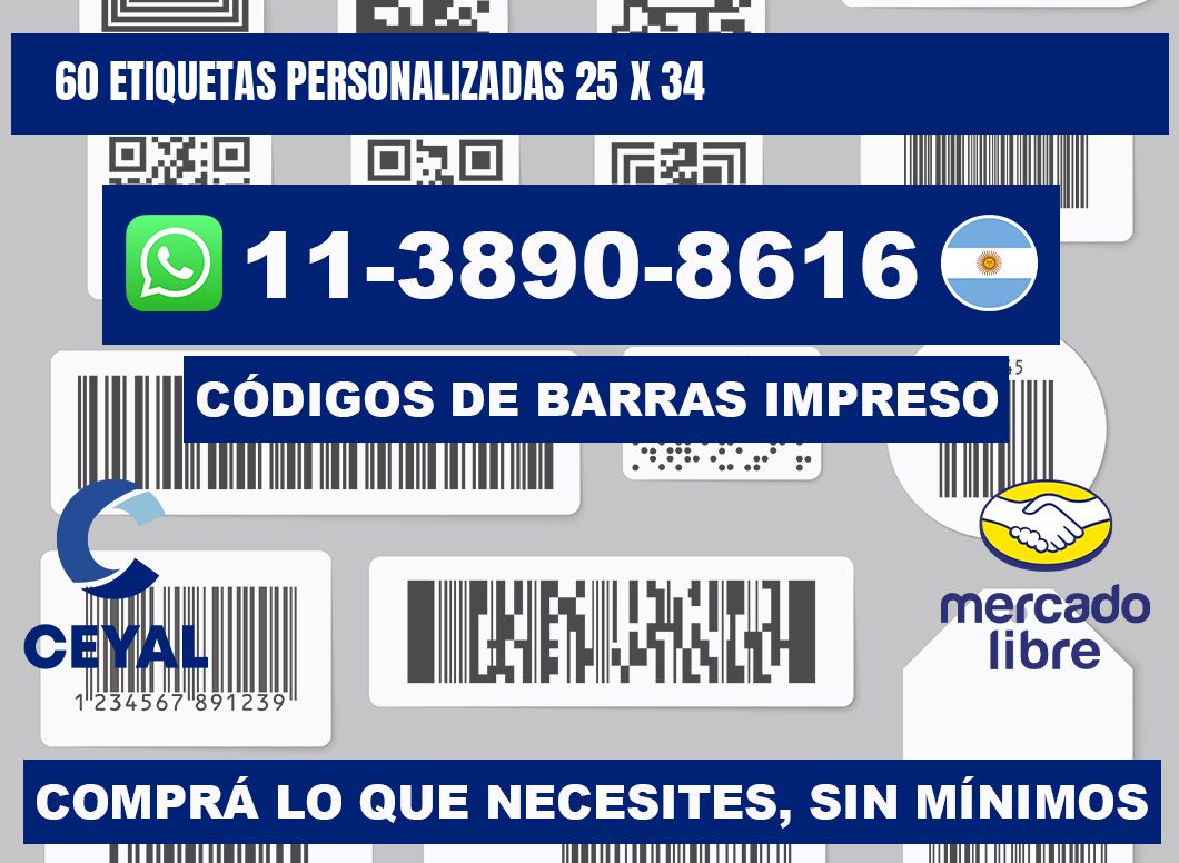 60 ETIQUETAS PERSONALIZADAS 25 x 34