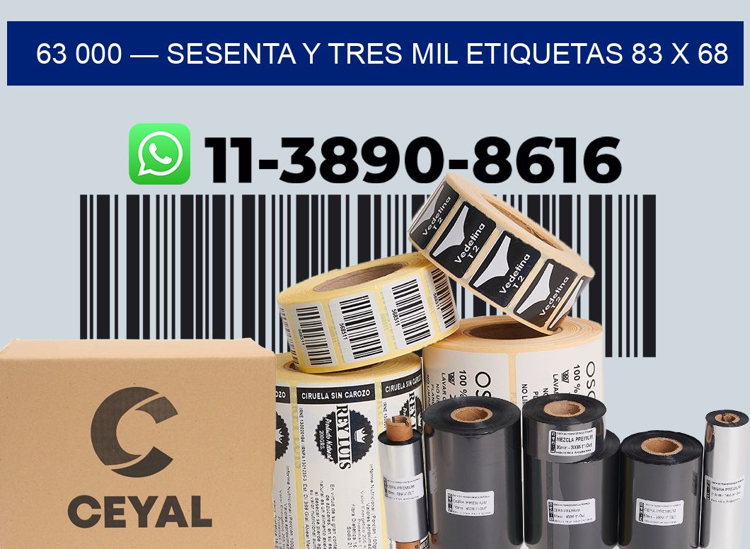 63 000 — sesenta y tres mil etiquetas 83 x 68