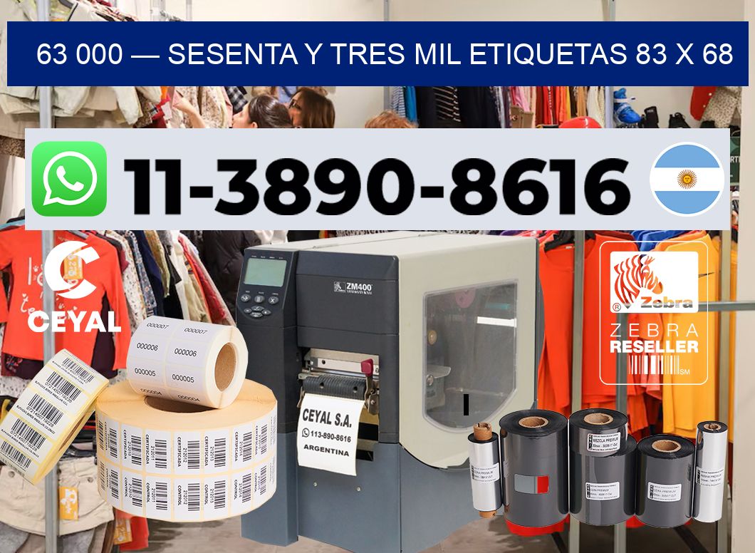63 000 — sesenta y tres mil etiquetas 83 x 68