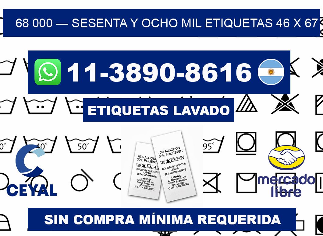 68 000 — sesenta y ocho mil etiquetas 46 x 67