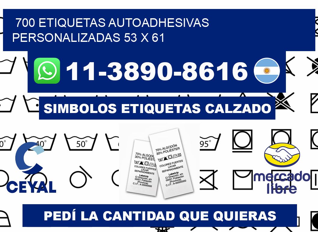 700 Etiquetas autoadhesivas personalizadas 53 x 61