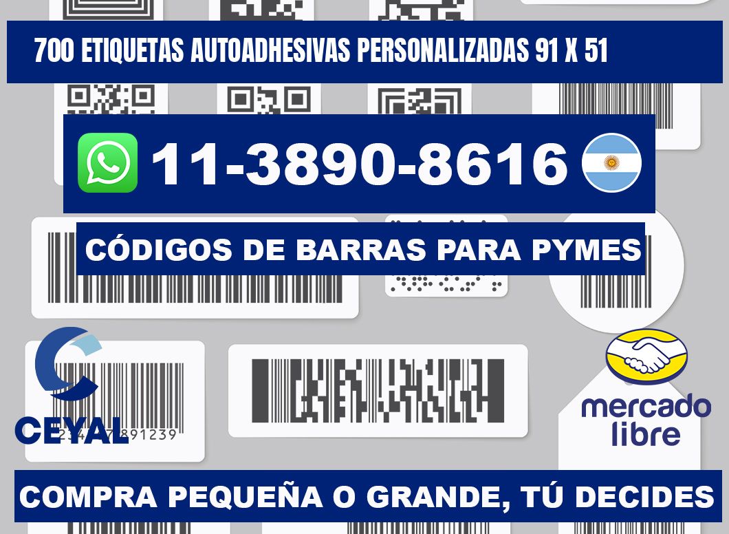 700 Etiquetas autoadhesivas personalizadas 91 x 51