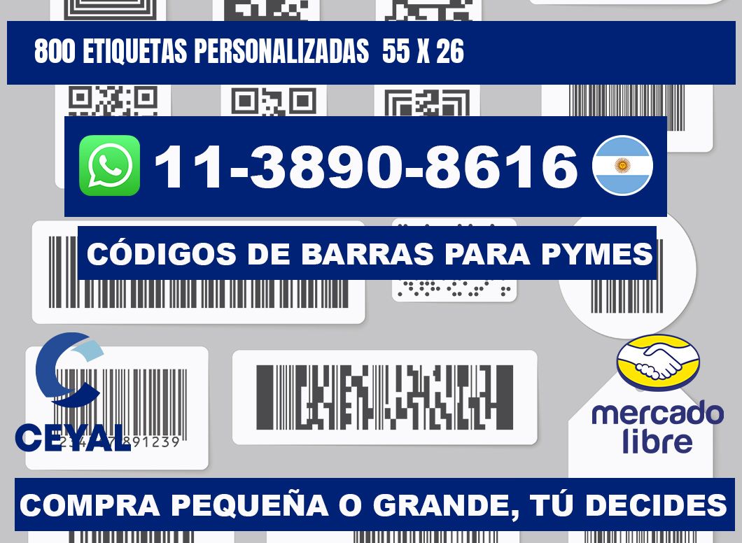 800 etiquetas personalizadas 55 x 26