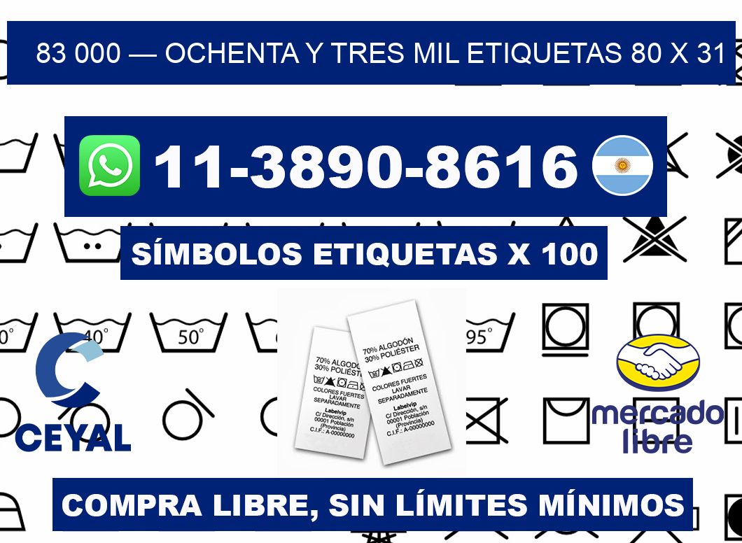 83 000 — ochenta y tres mil etiquetas 80 x 31