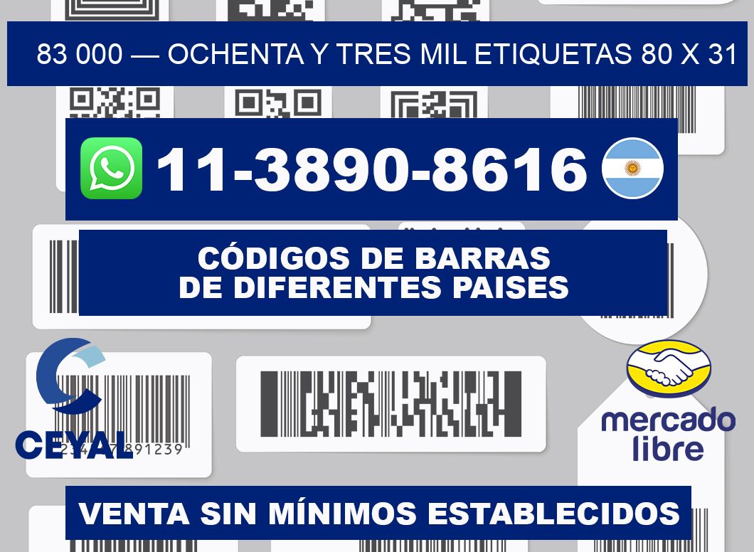 83 000 — ochenta y tres mil etiquetas 80 x 31