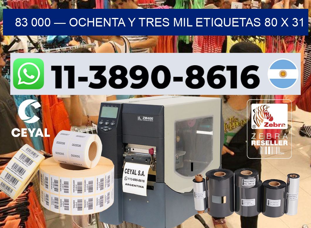 83 000 — ochenta y tres mil etiquetas 80 x 31