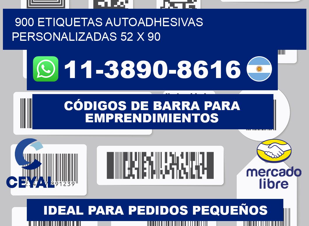 900 Etiquetas autoadhesivas personalizadas 52 x 90