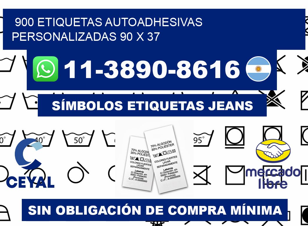 900 Etiquetas autoadhesivas personalizadas 90 x 37