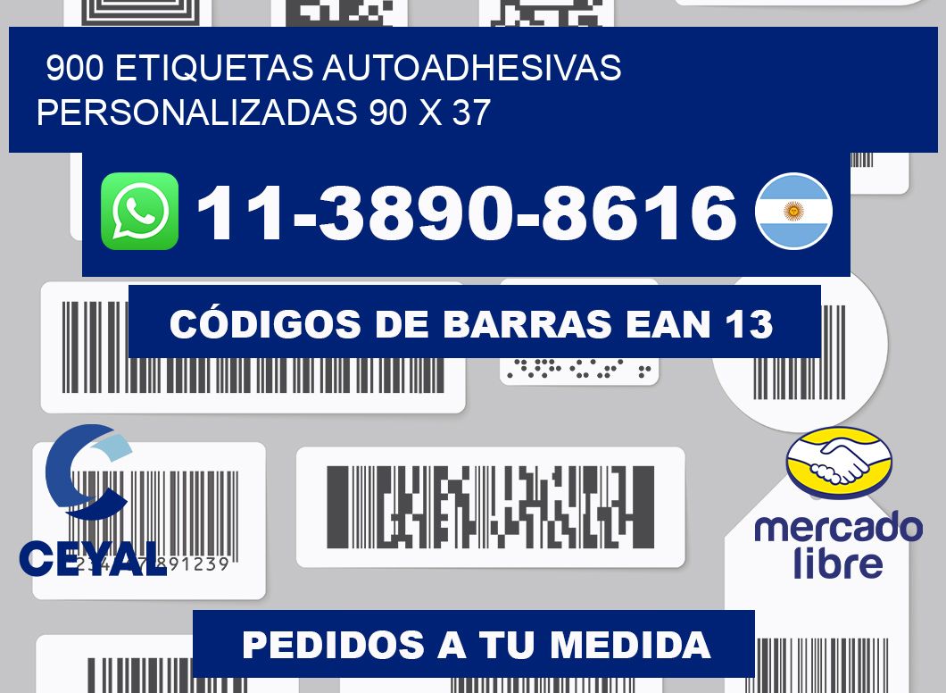 900 Etiquetas autoadhesivas personalizadas 90 x 37