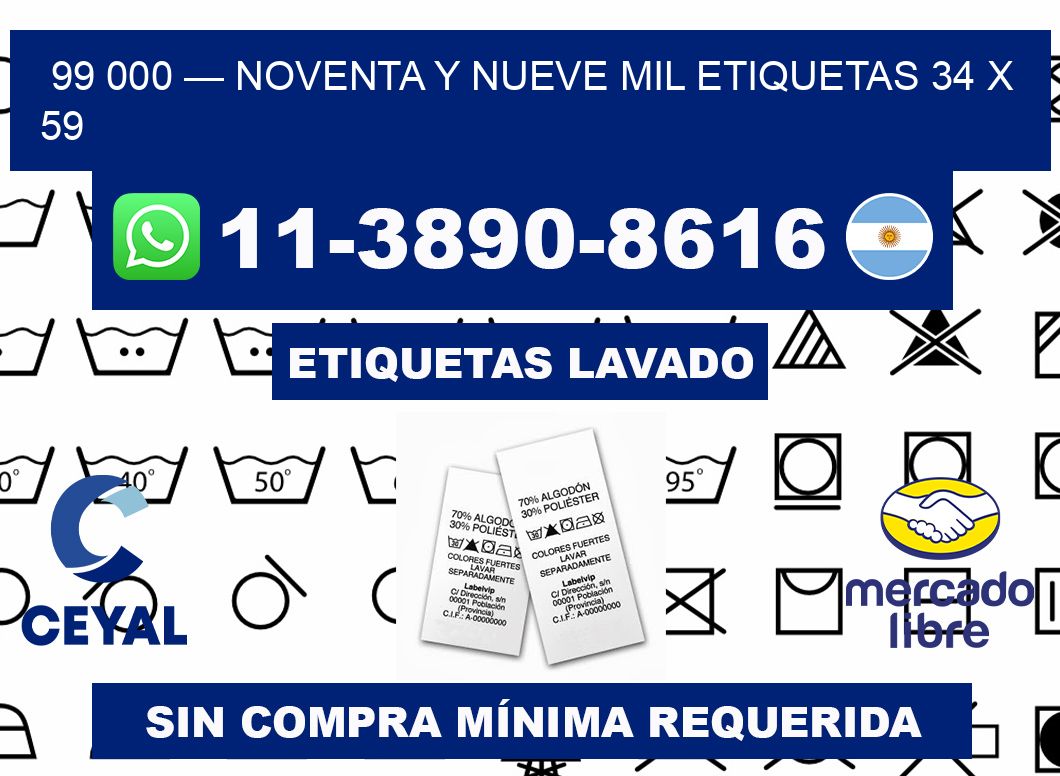 99 000 — noventa y nueve mil etiquetas 34 x 59