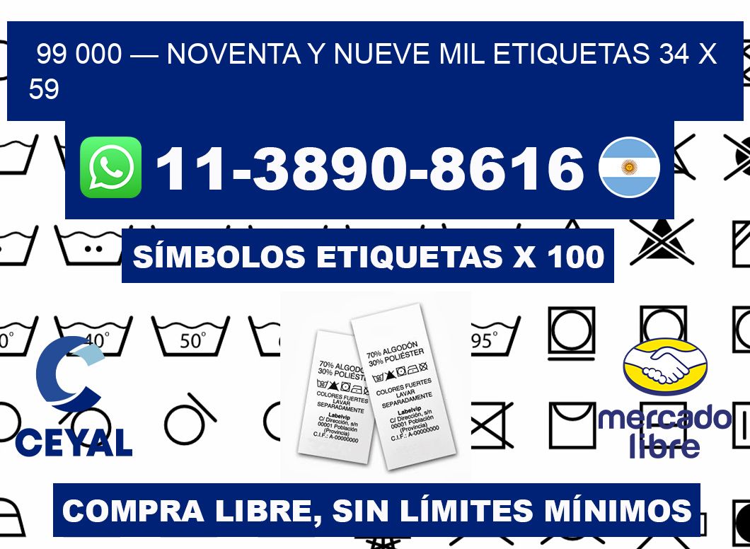99 000 — noventa y nueve mil etiquetas 34 x 59