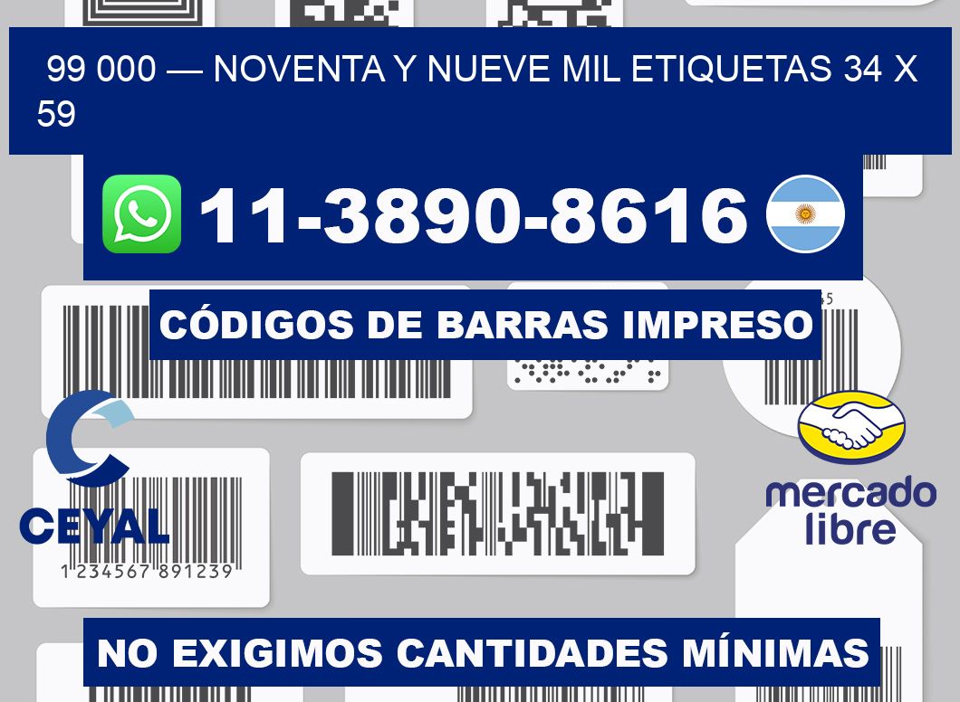 99 000 — noventa y nueve mil etiquetas 34 x 59