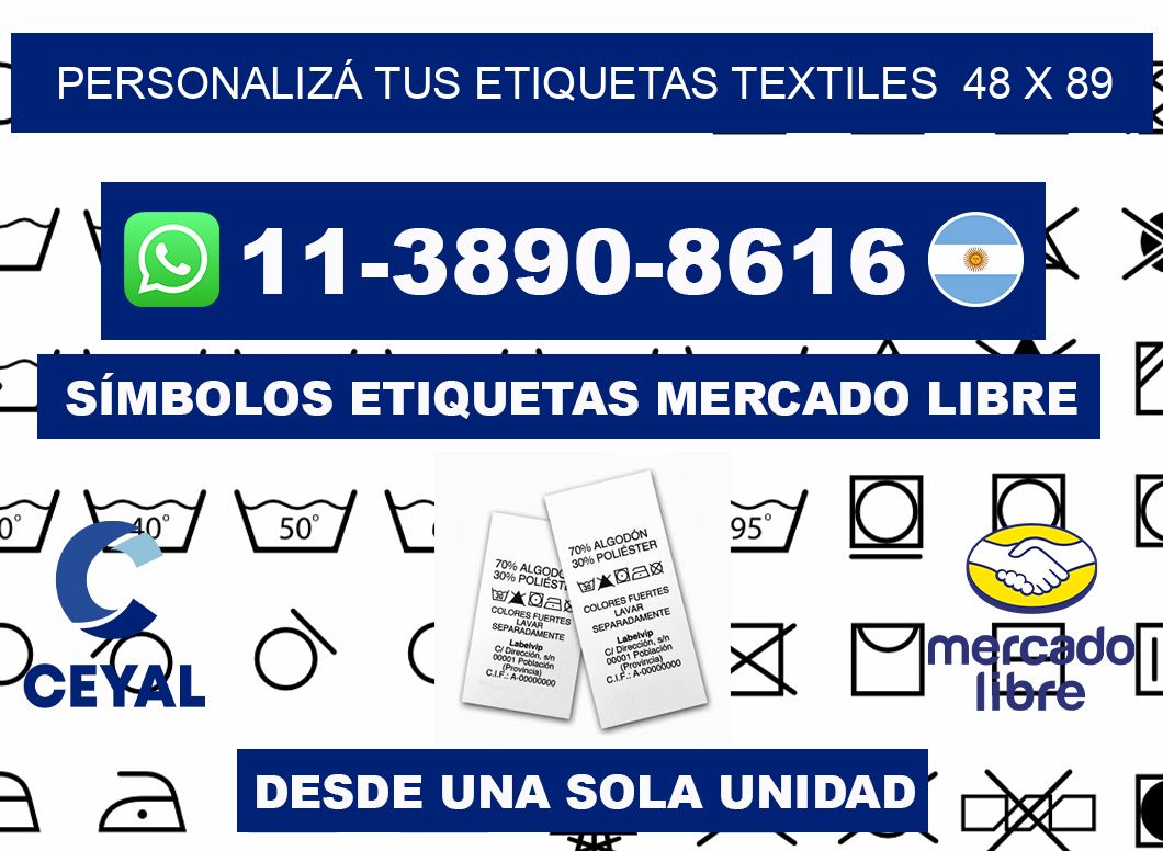 PERSONALIZÁ TUS ETIQUETAS TEXTILES 48 x 89