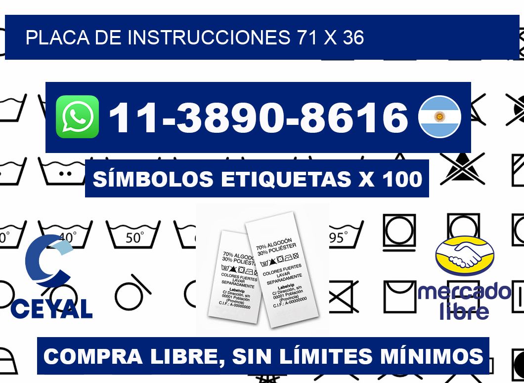 Placa de instrucciones 71 x 36