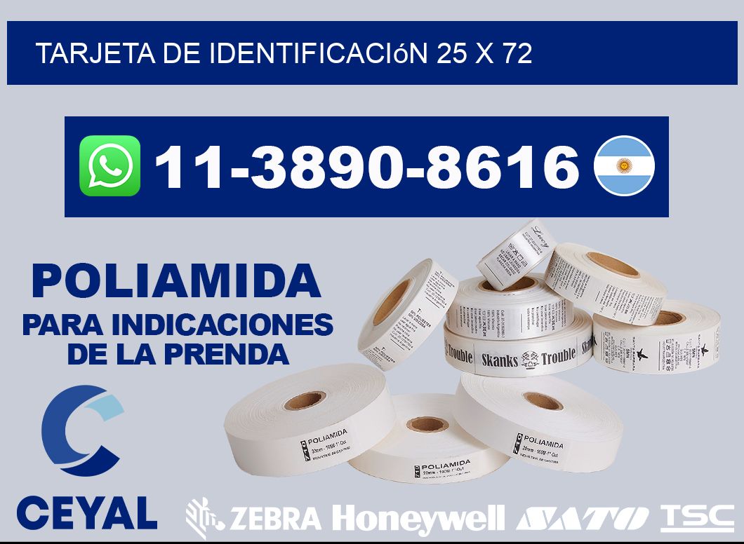 Tarjeta de identificación 25 x 72