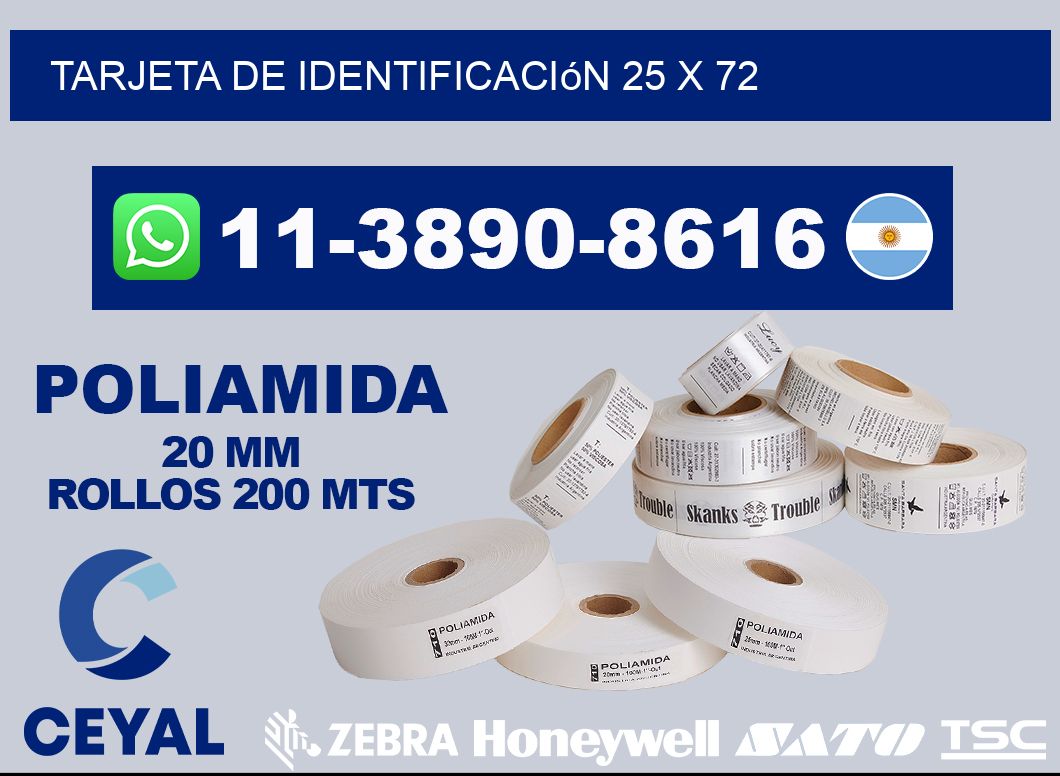 Tarjeta de identificación 25 x 72
