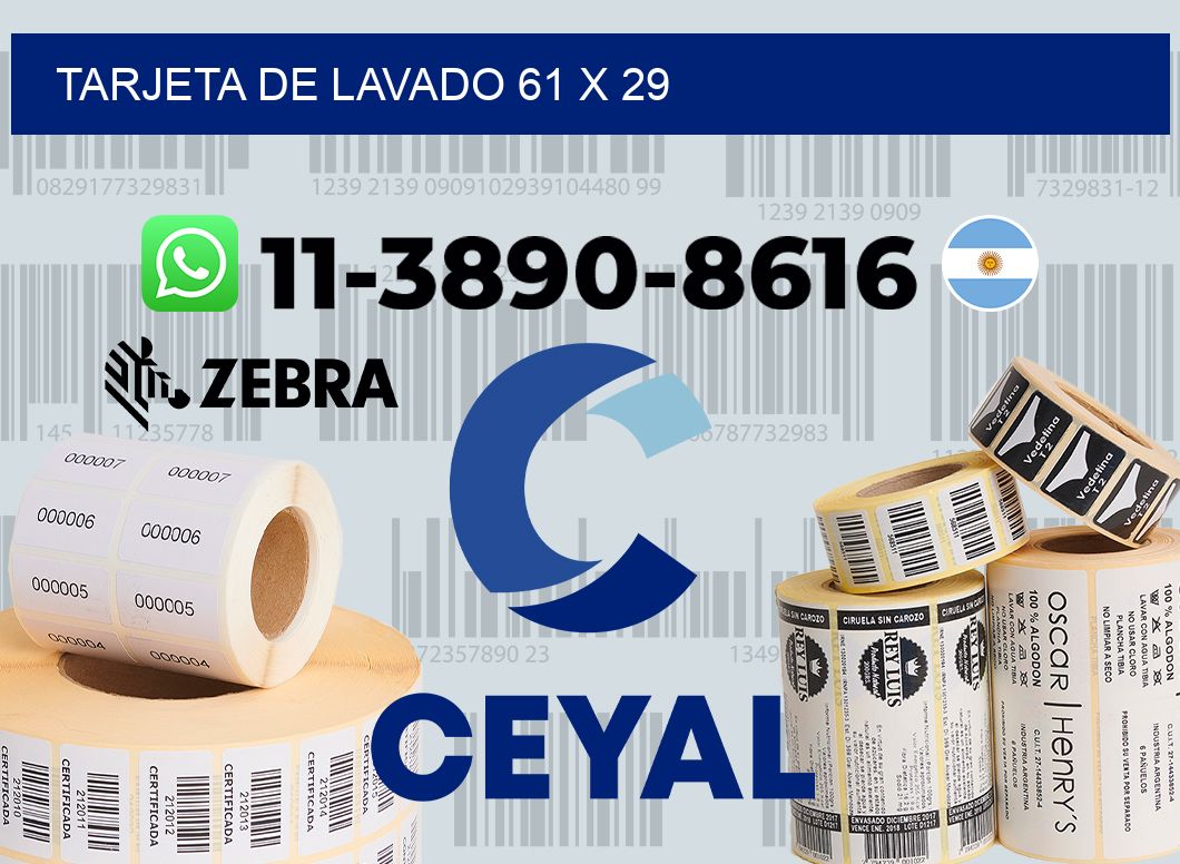 Tarjeta de lavado 61 x 29