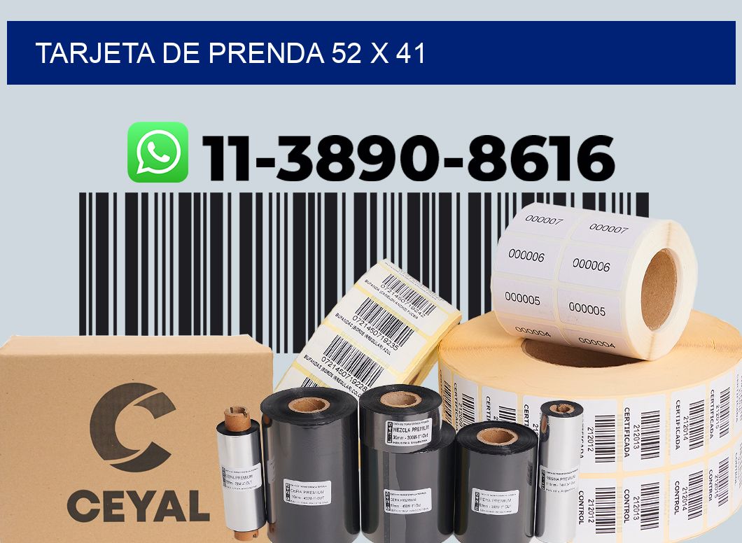 Tarjeta de prenda 52 x 41
