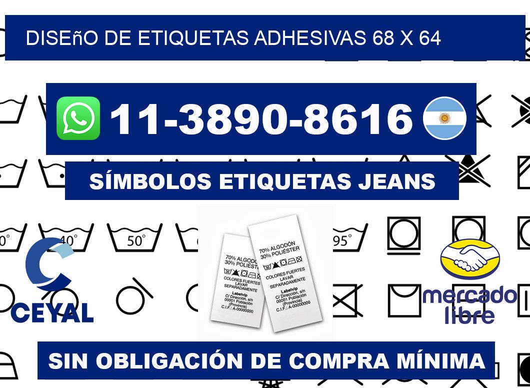 diseño de etiquetas adhesivas 68 x 64