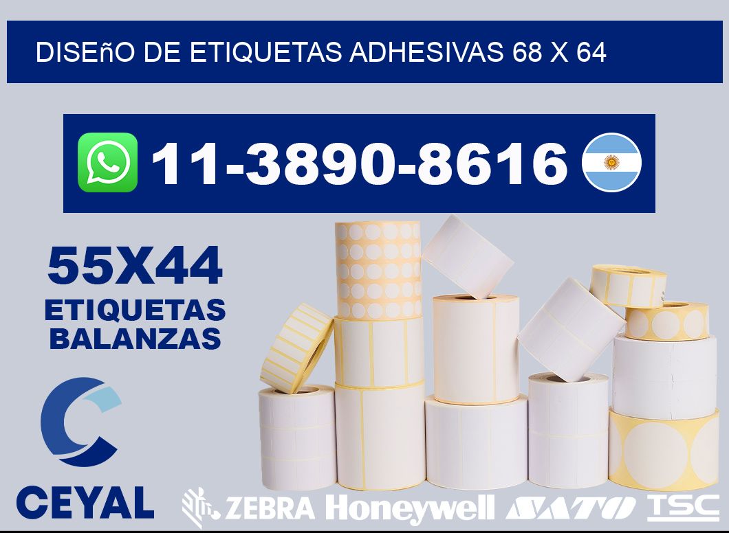 diseño de etiquetas adhesivas 68 x 64
