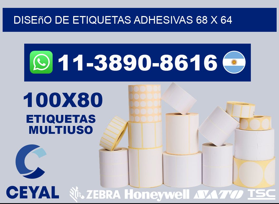 diseño de etiquetas adhesivas 68 x 64