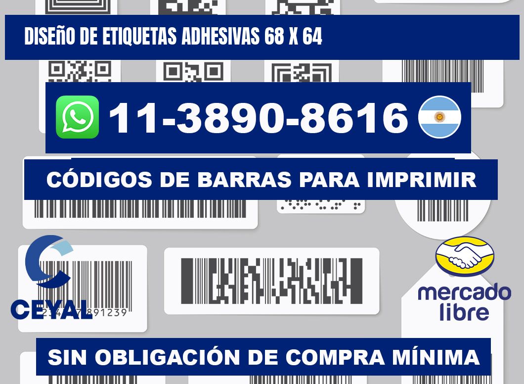 diseño de etiquetas adhesivas 68 x 64