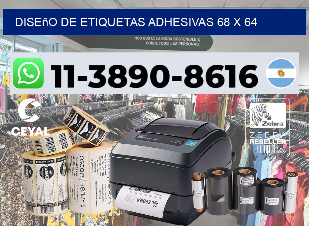 diseño de etiquetas adhesivas 68 x 64