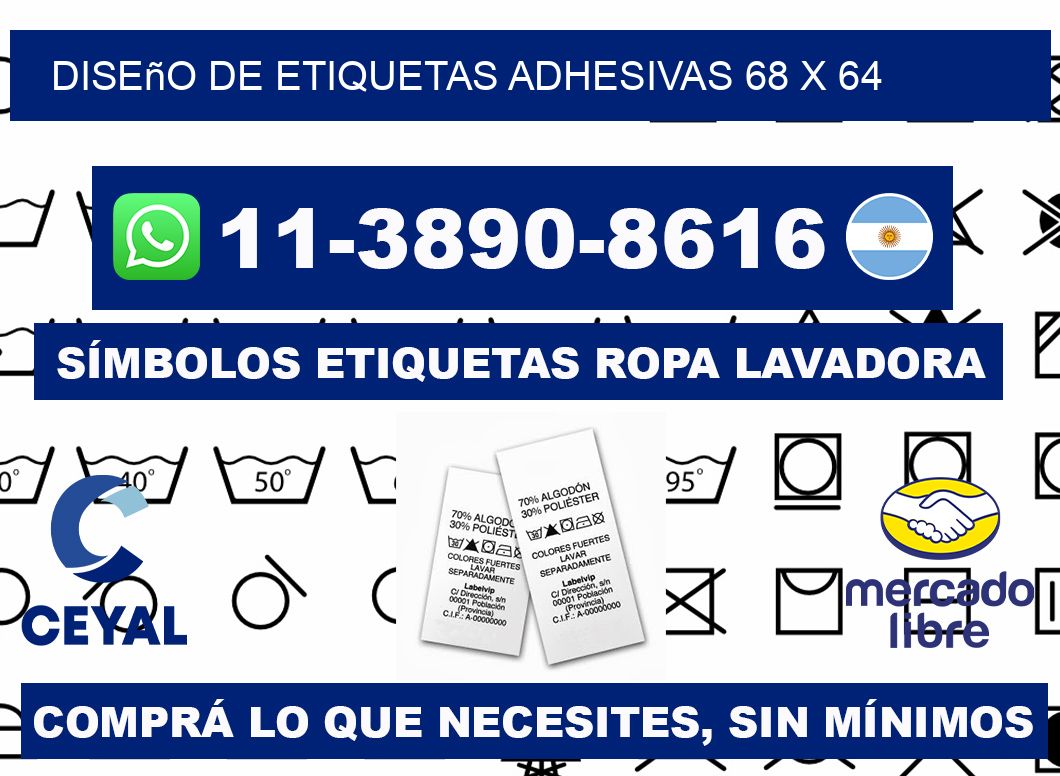 diseño de etiquetas adhesivas 68 x 64