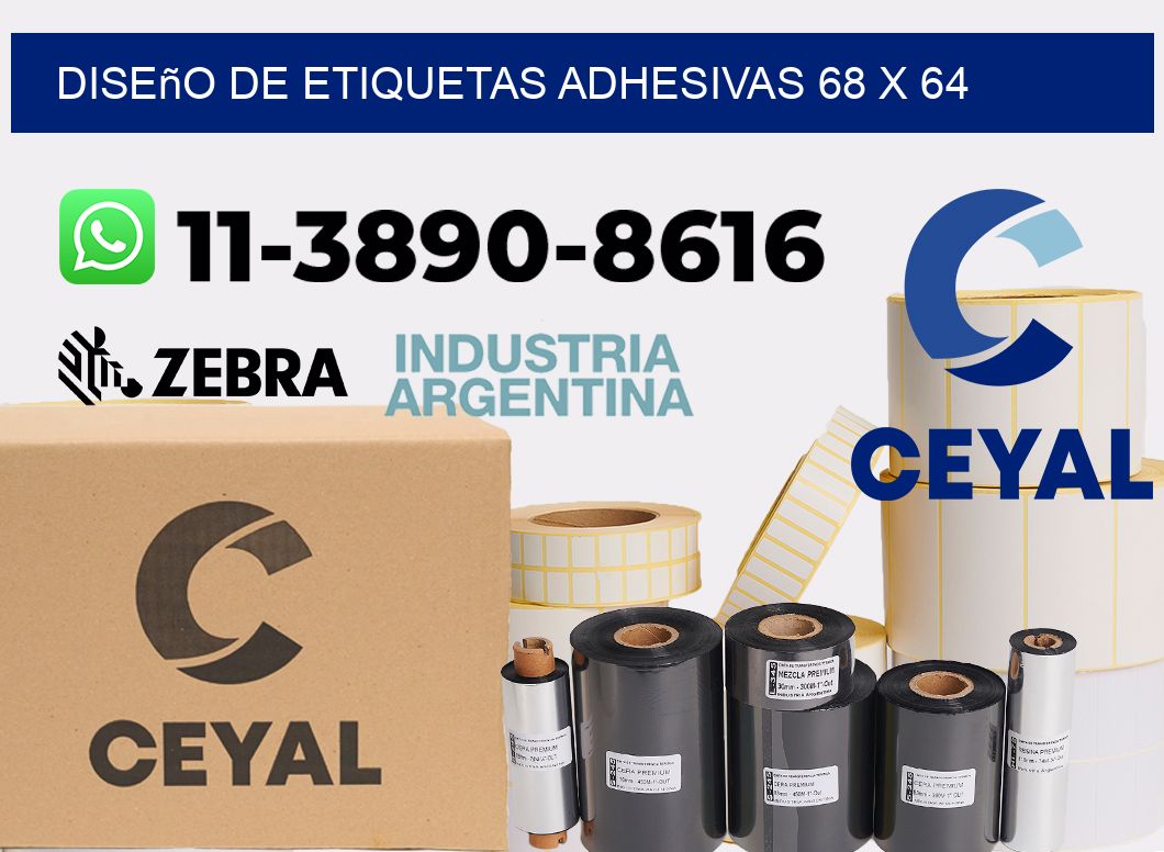 diseño de etiquetas adhesivas 68 x 64