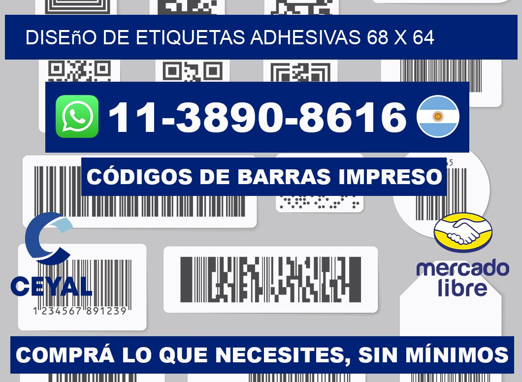diseño de etiquetas adhesivas 68 x 64