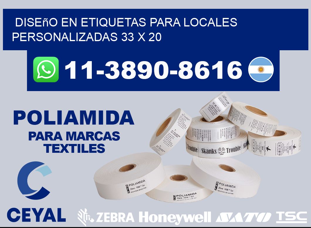 diseño en etiquetas para locales personalizadas 33 x 20