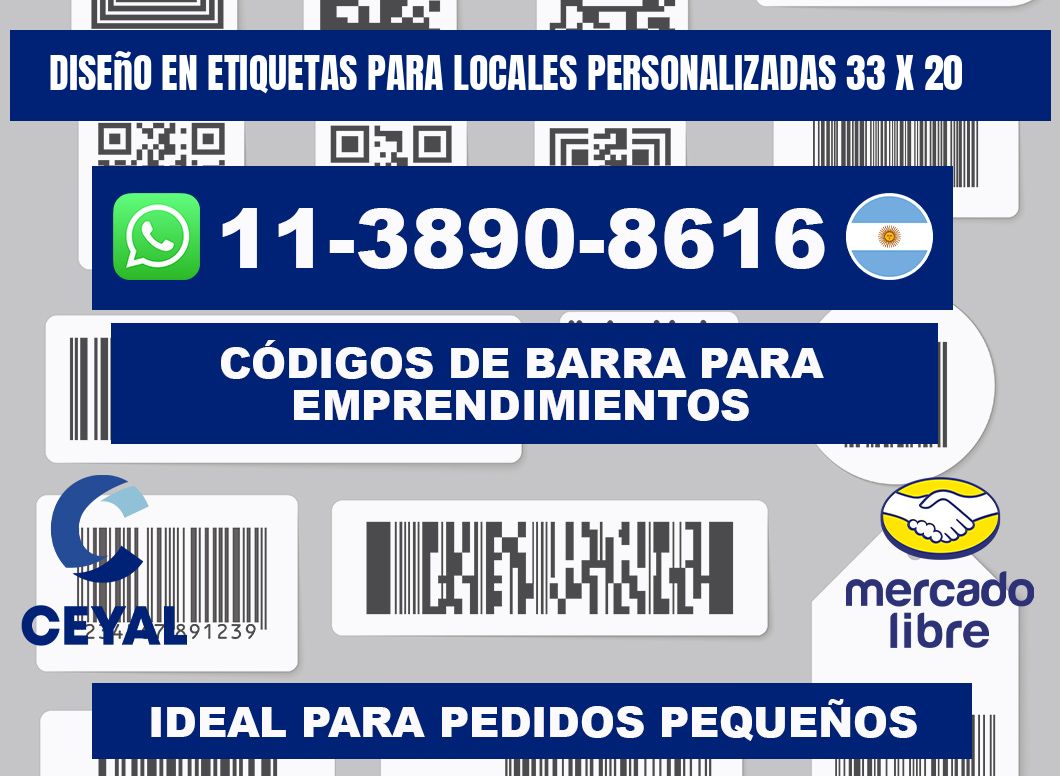 diseño en etiquetas para locales personalizadas 33 x 20