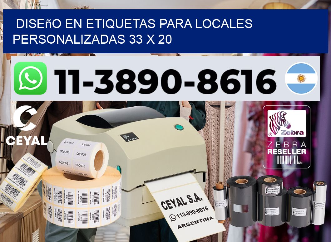 diseño en etiquetas para locales personalizadas 33 x 20