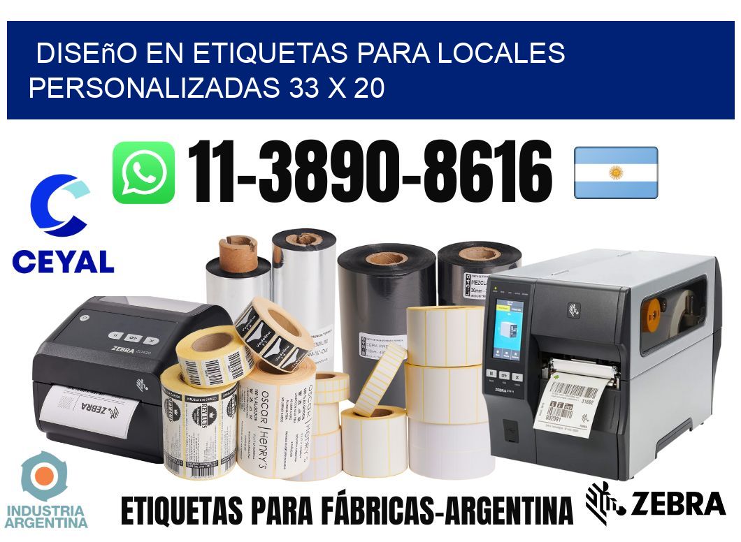 diseño en etiquetas para locales personalizadas 33 x 20