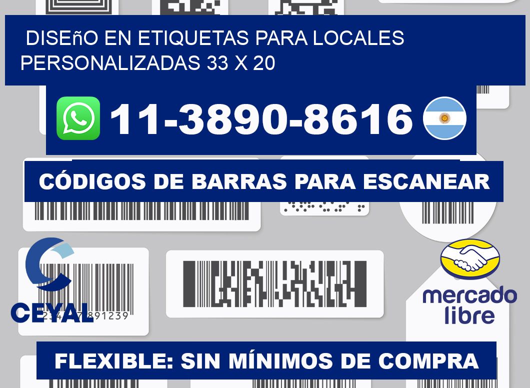 diseño en etiquetas para locales personalizadas 33 x 20