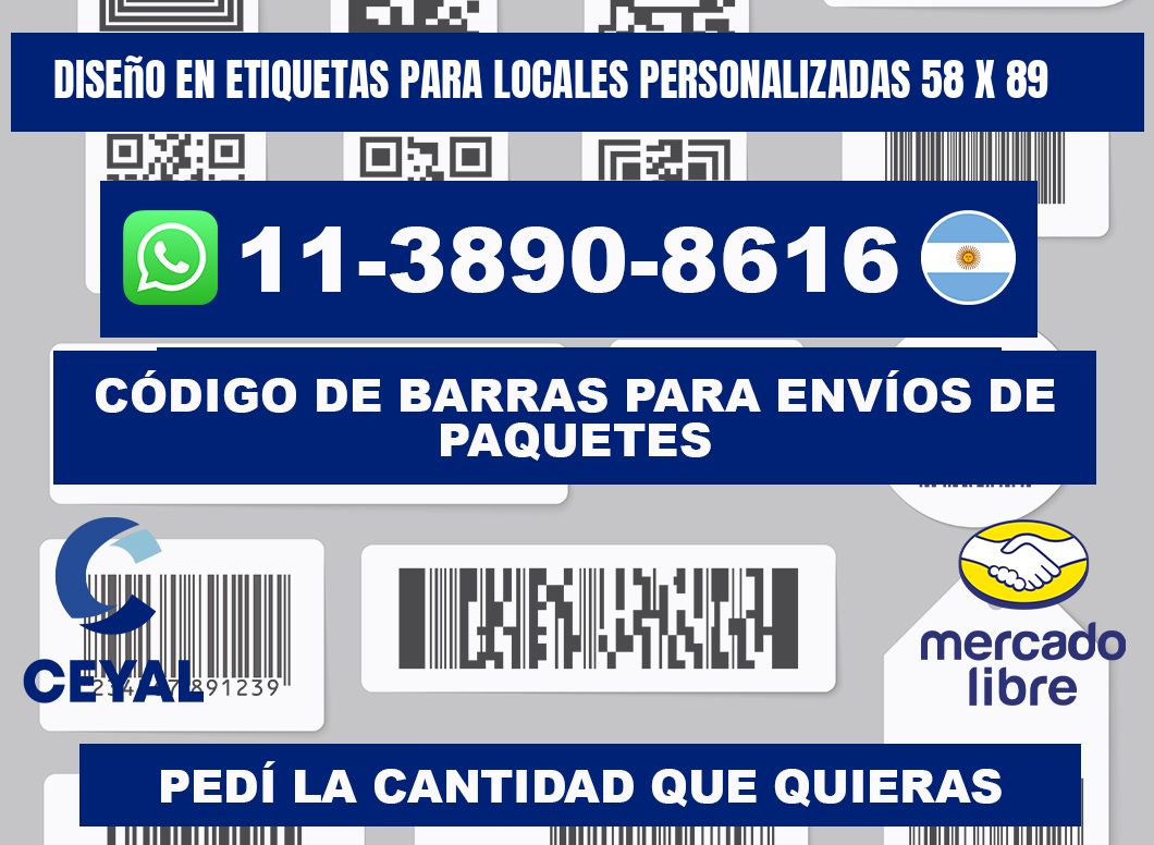 diseño en etiquetas para locales personalizadas 58 x 89