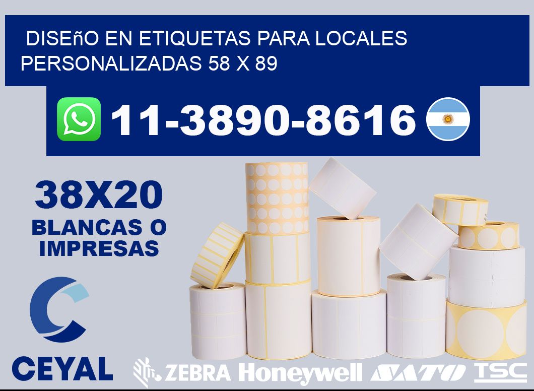 diseño en etiquetas para locales personalizadas 58 x 89