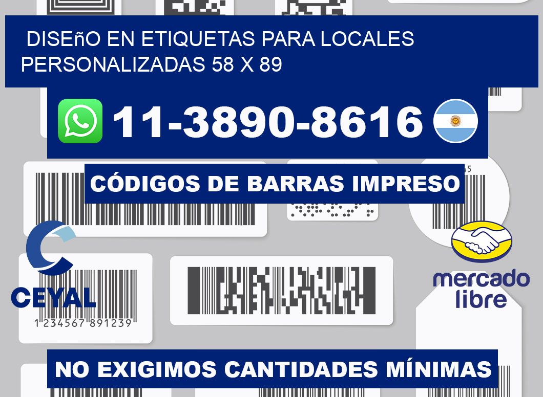 diseño en etiquetas para locales personalizadas 58 x 89