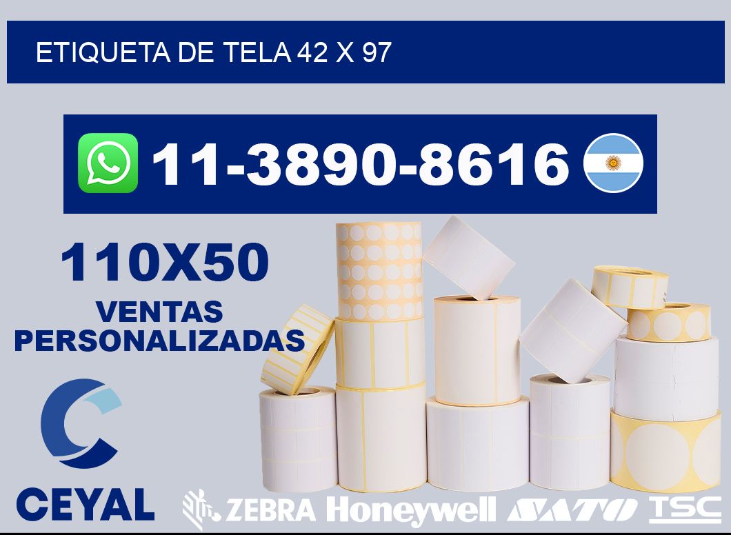 etiqueta de tela 42 x 97