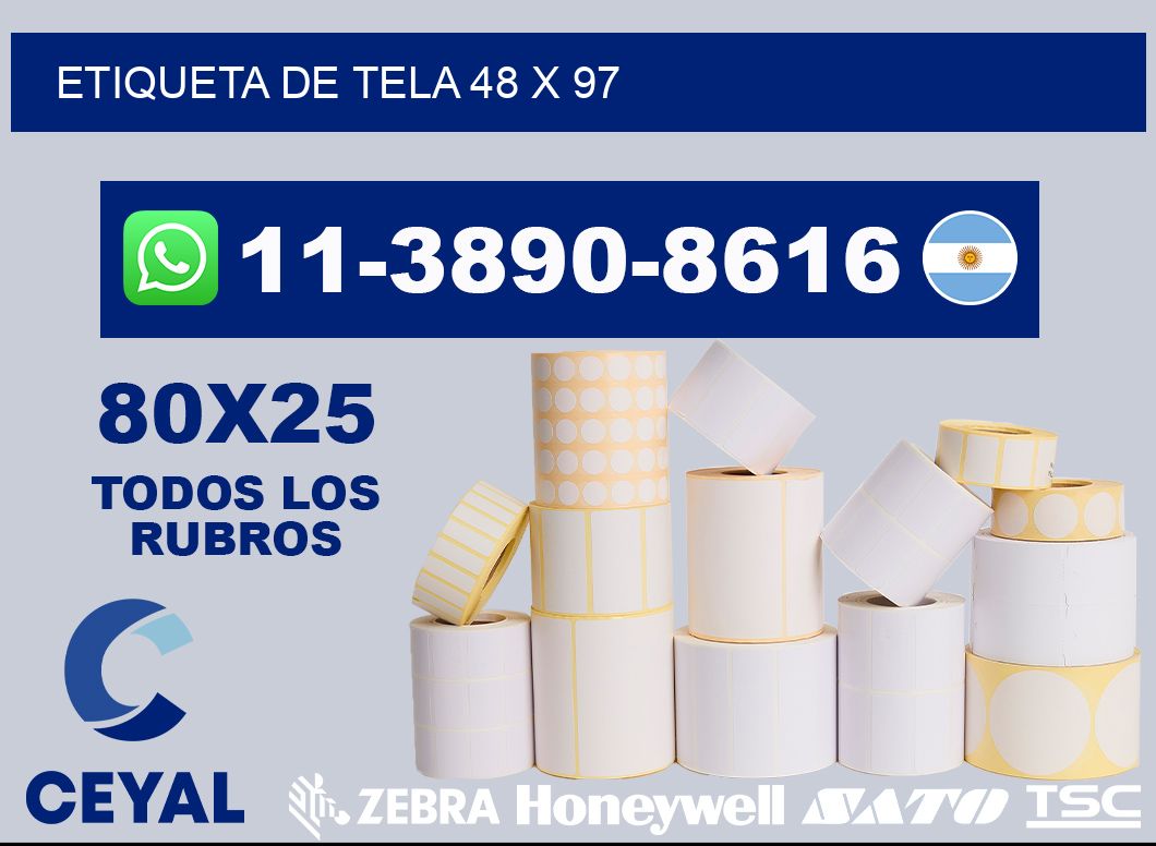 etiqueta de tela 48 x 97