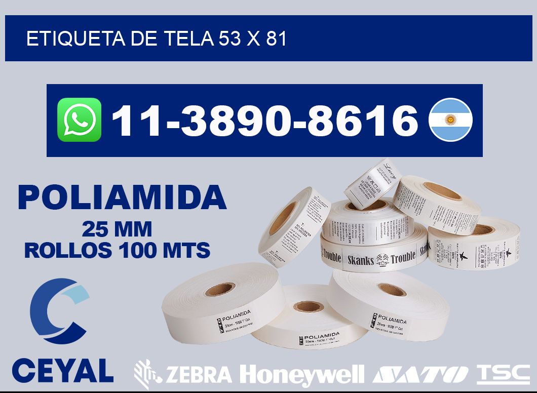 etiqueta de tela 53 x 81