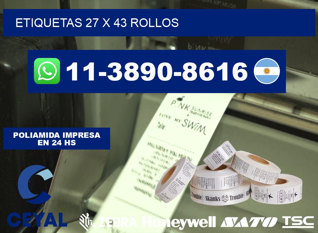 etiquetas 27 x 43 rollos