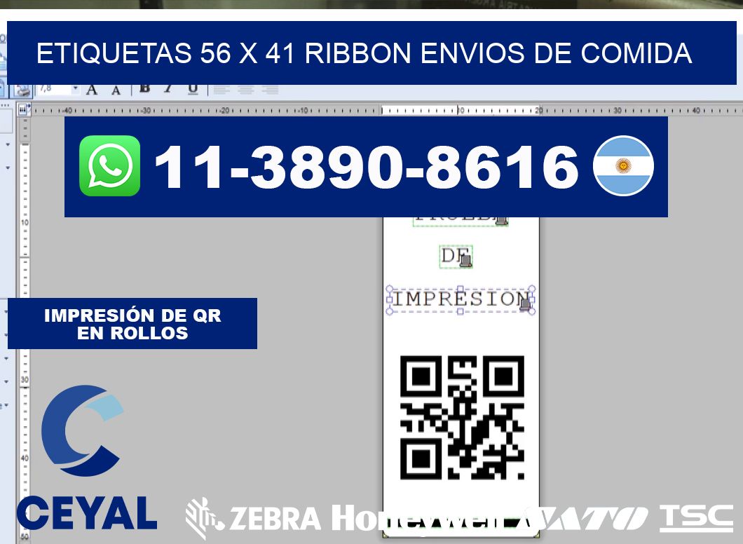 etiquetas 56 x 41 ribbon envios de comida