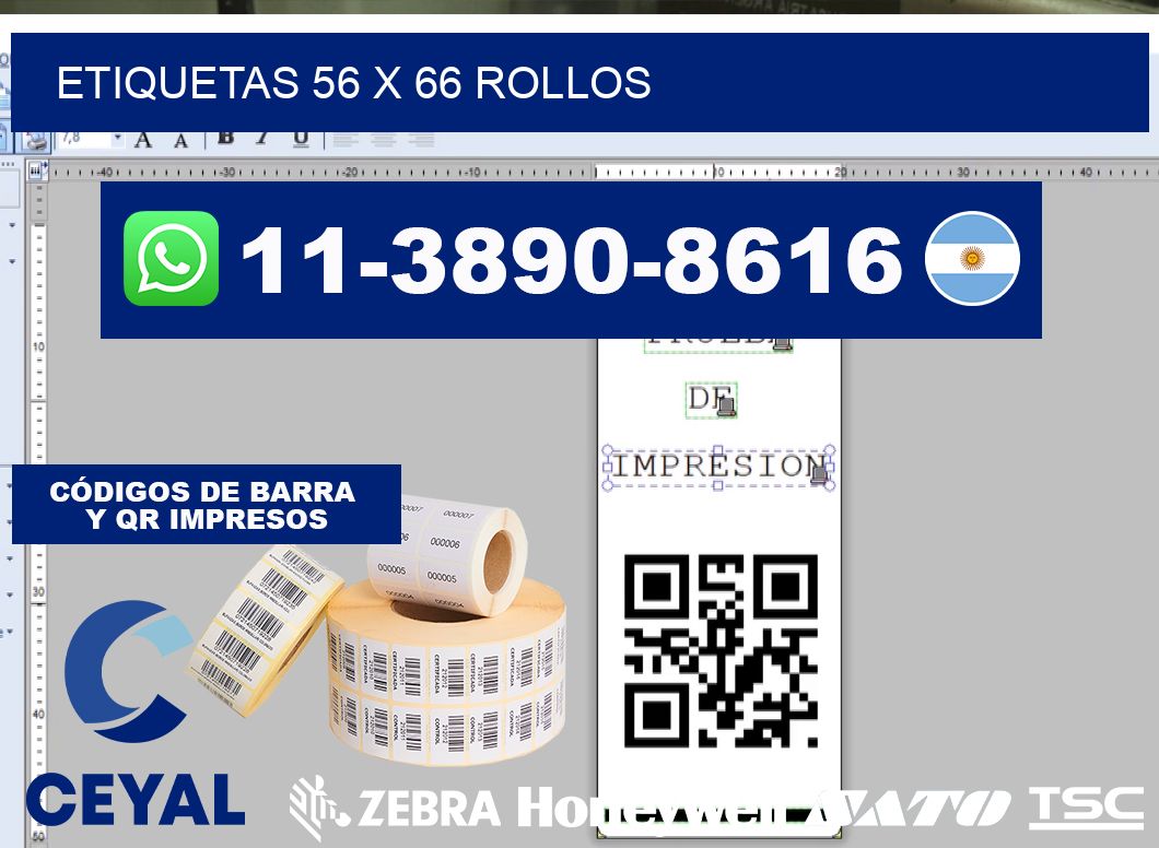 etiquetas 56 x 66 rollos