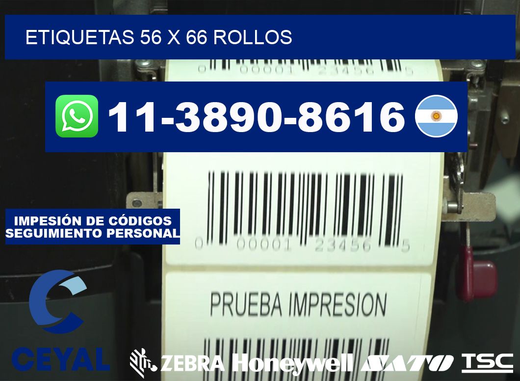 etiquetas 56 x 66 rollos